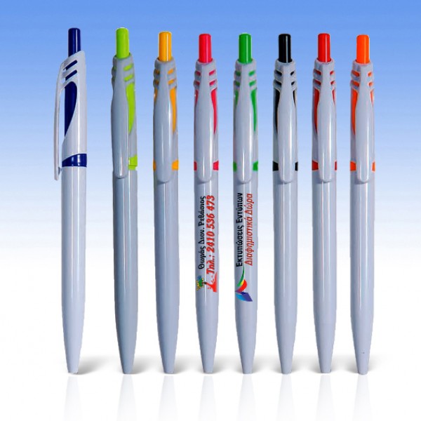 Στυλό Πλαστικό με χρωματιστό κλιπ